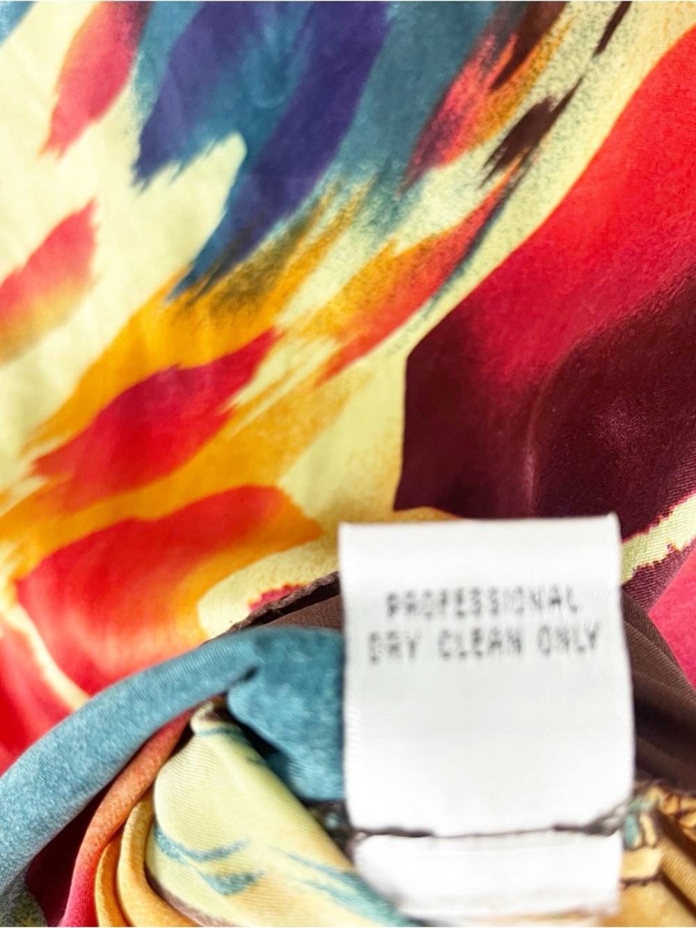 CACHE’ 100% Silk Multicolored Tie Waist  Abstract Print Top Size XS Y2K Artsy - Picture 5 of 10